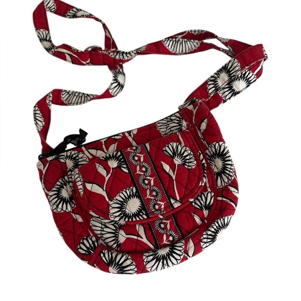 Vera Bradley Red and White Floral Crossbody Bag EUC